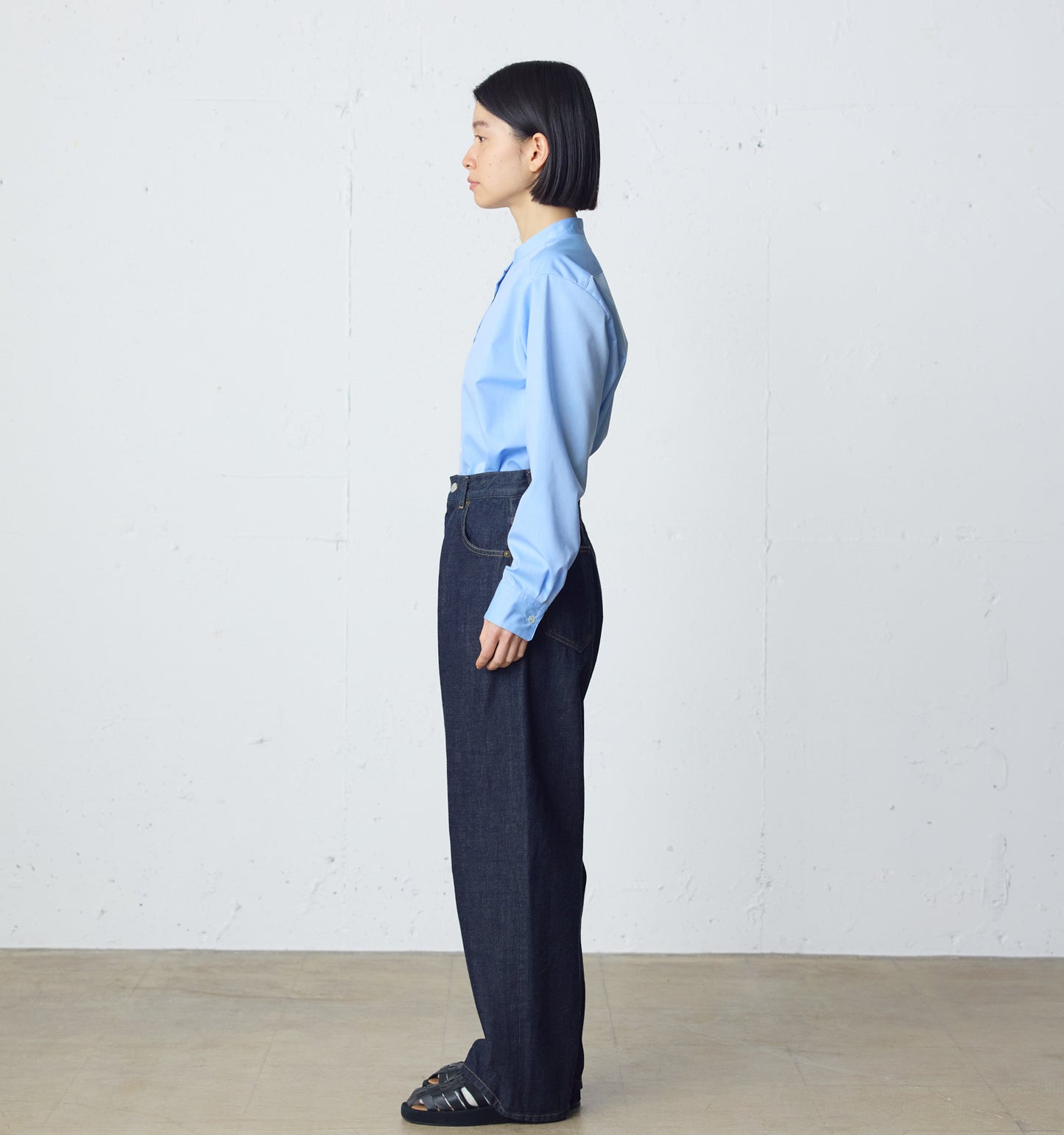 high waist straight denim