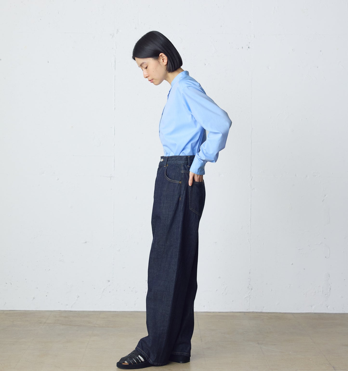 high waist straight denim