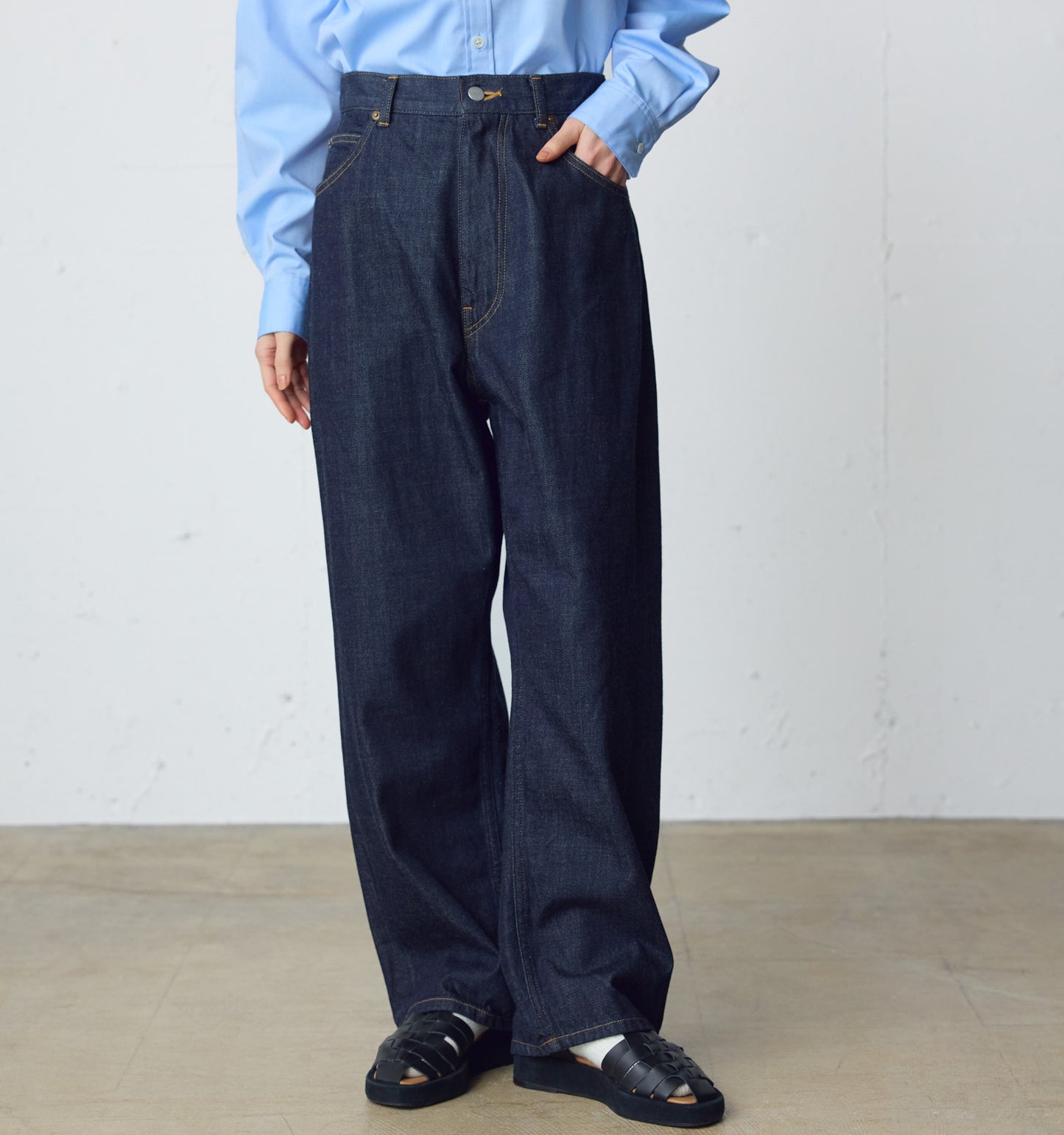 high waist straight denim