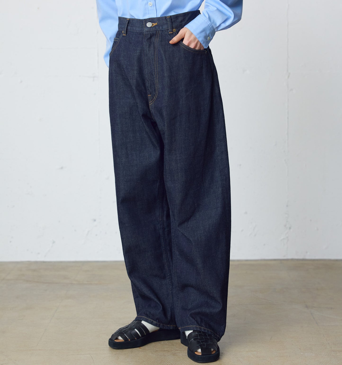 high waist straight denim