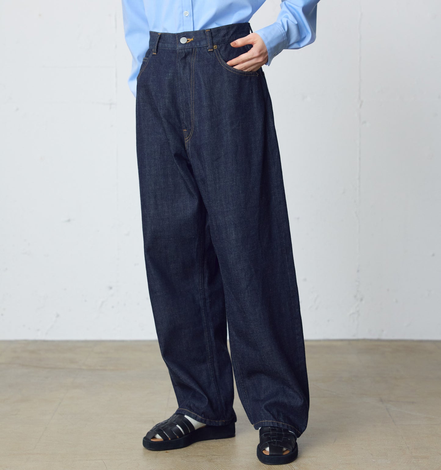 high waist straight denim