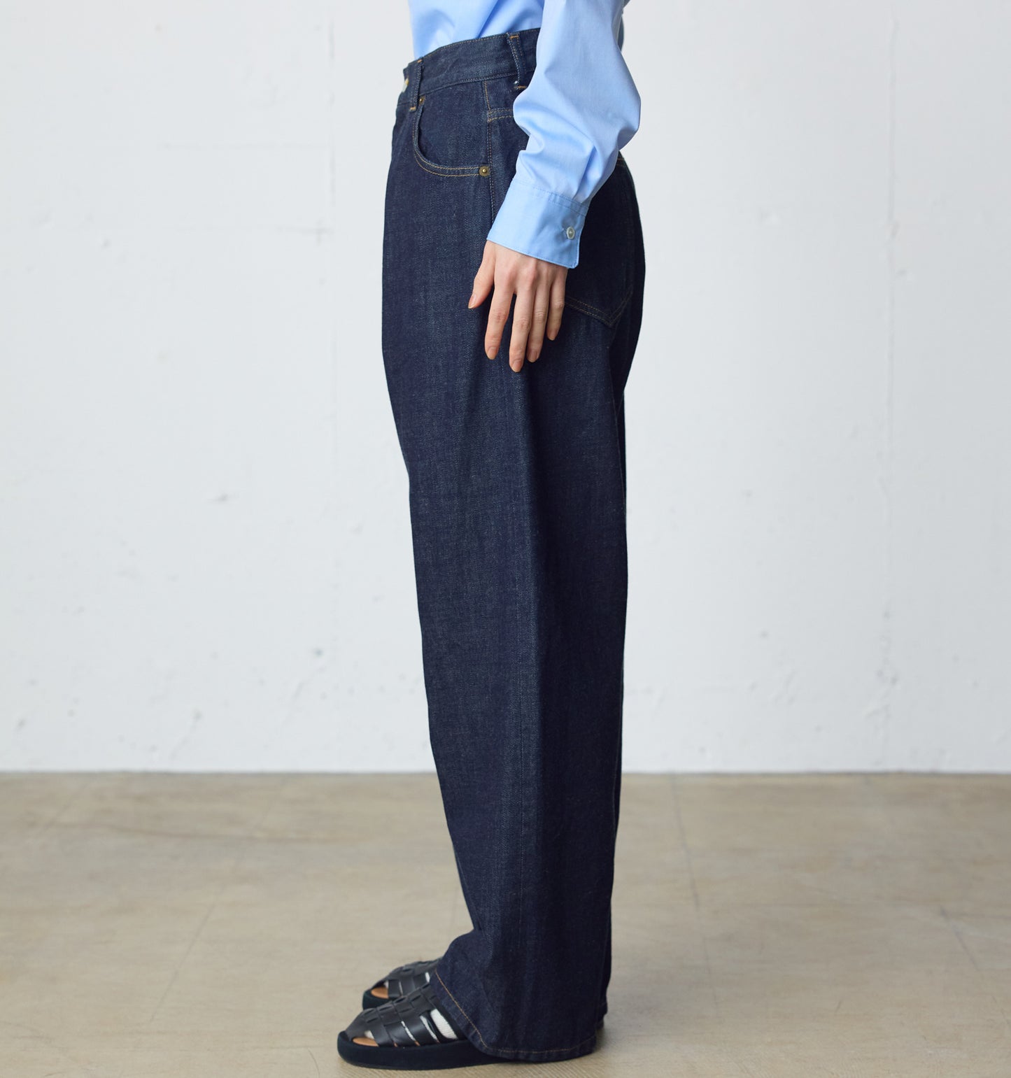high waist straight denim