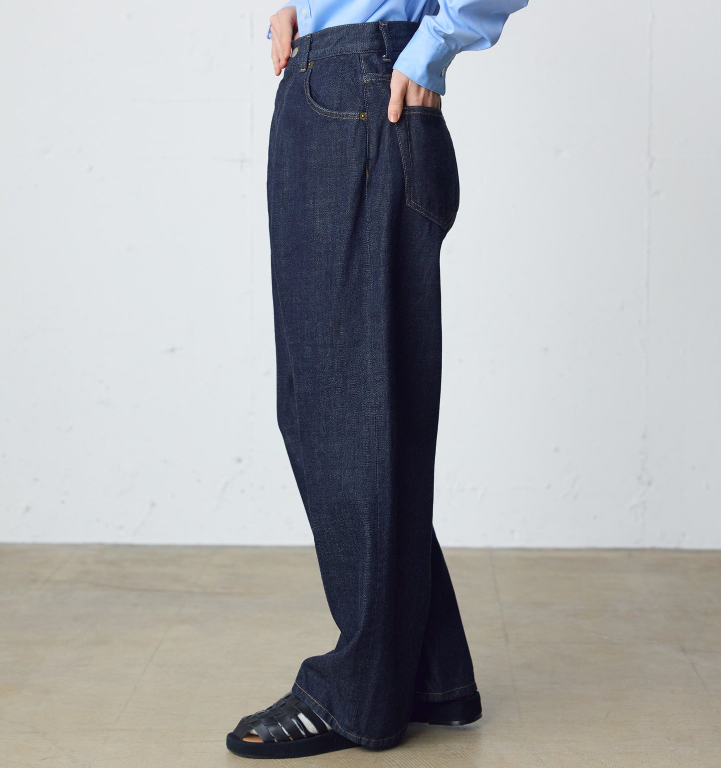 high waist straight denim