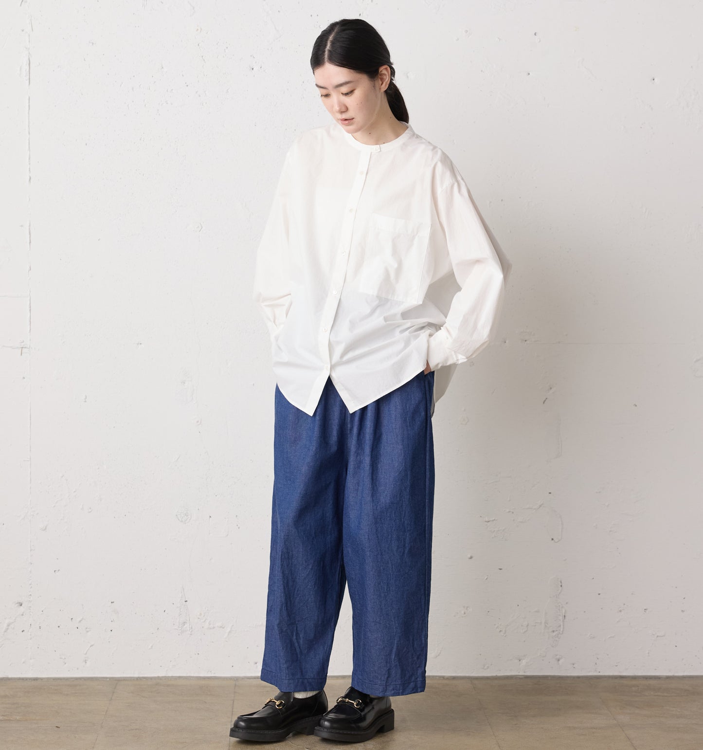 denim wide easy pants