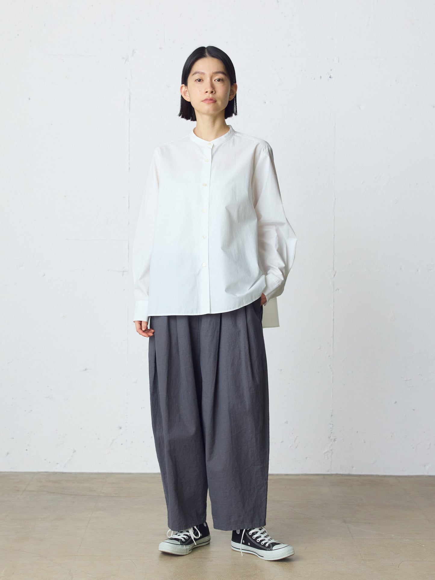 cottonlinen wide easy tapered pants