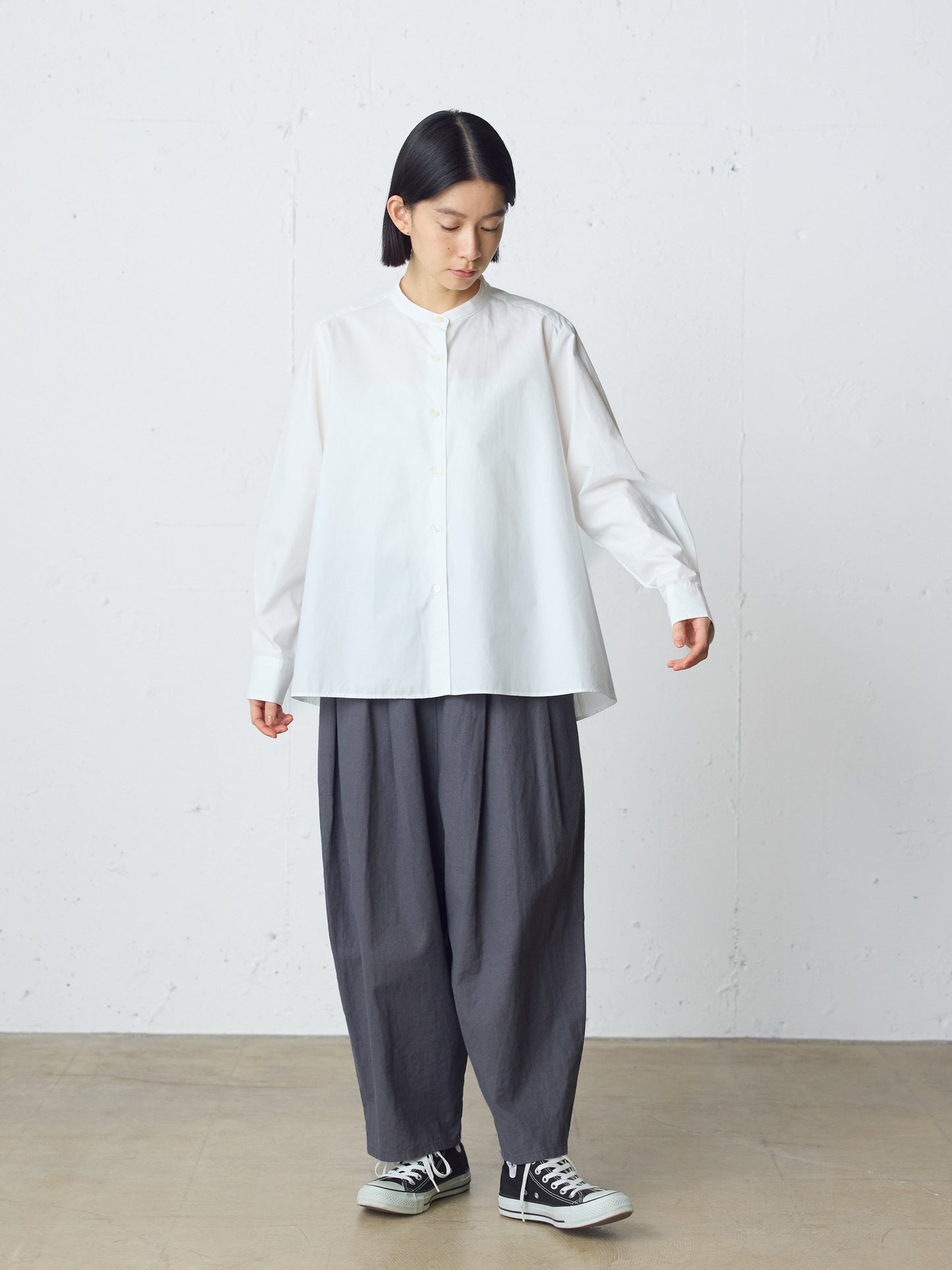 cottonlinen wide easy tapered pants