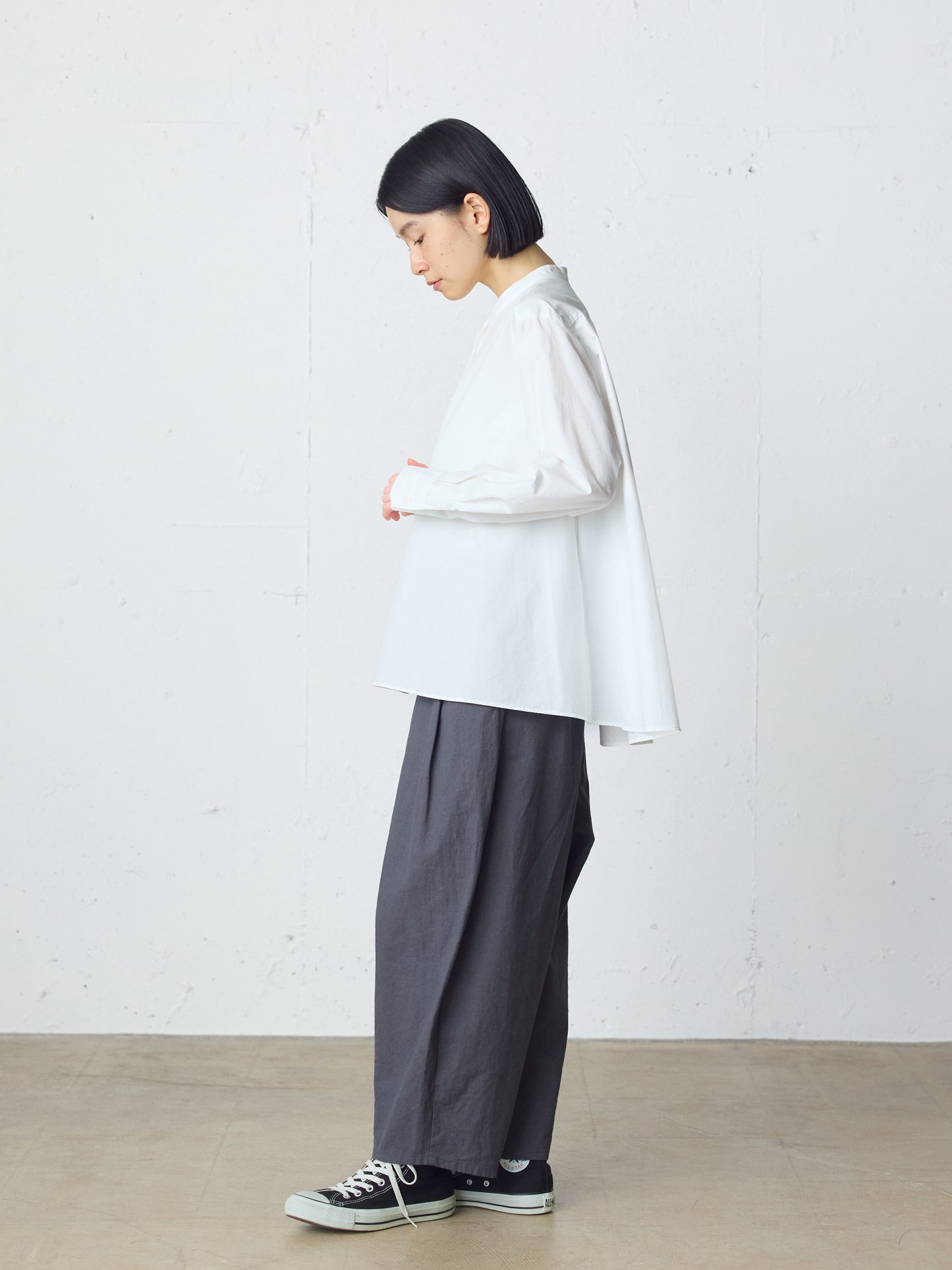 cottonlinen wide easy tapered pants