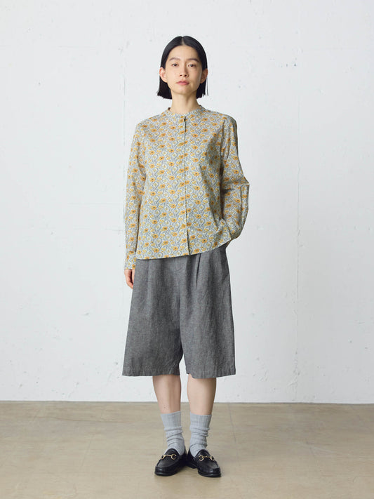 cotton linen tuck short pants