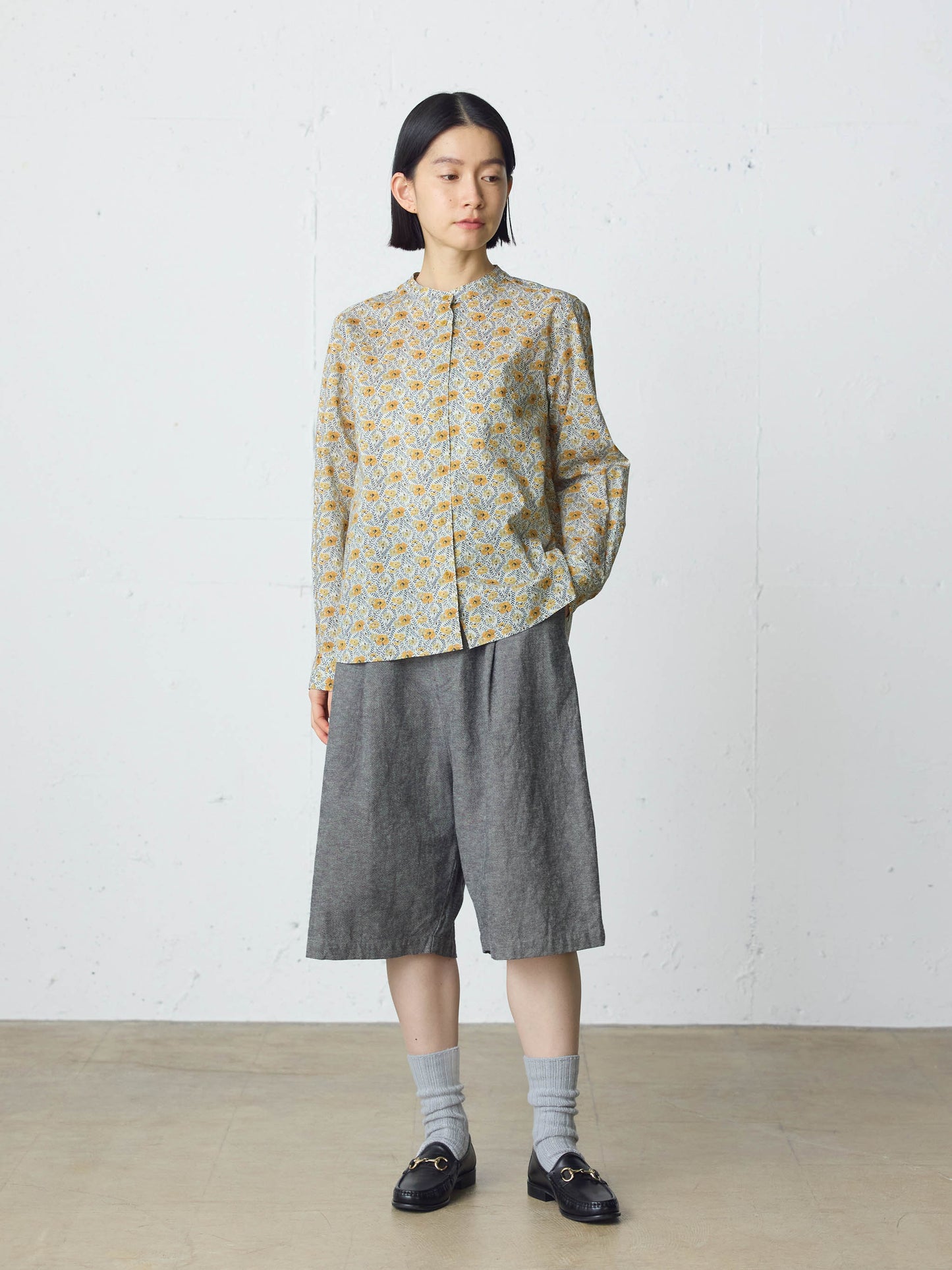 cotton linen tuck short pants