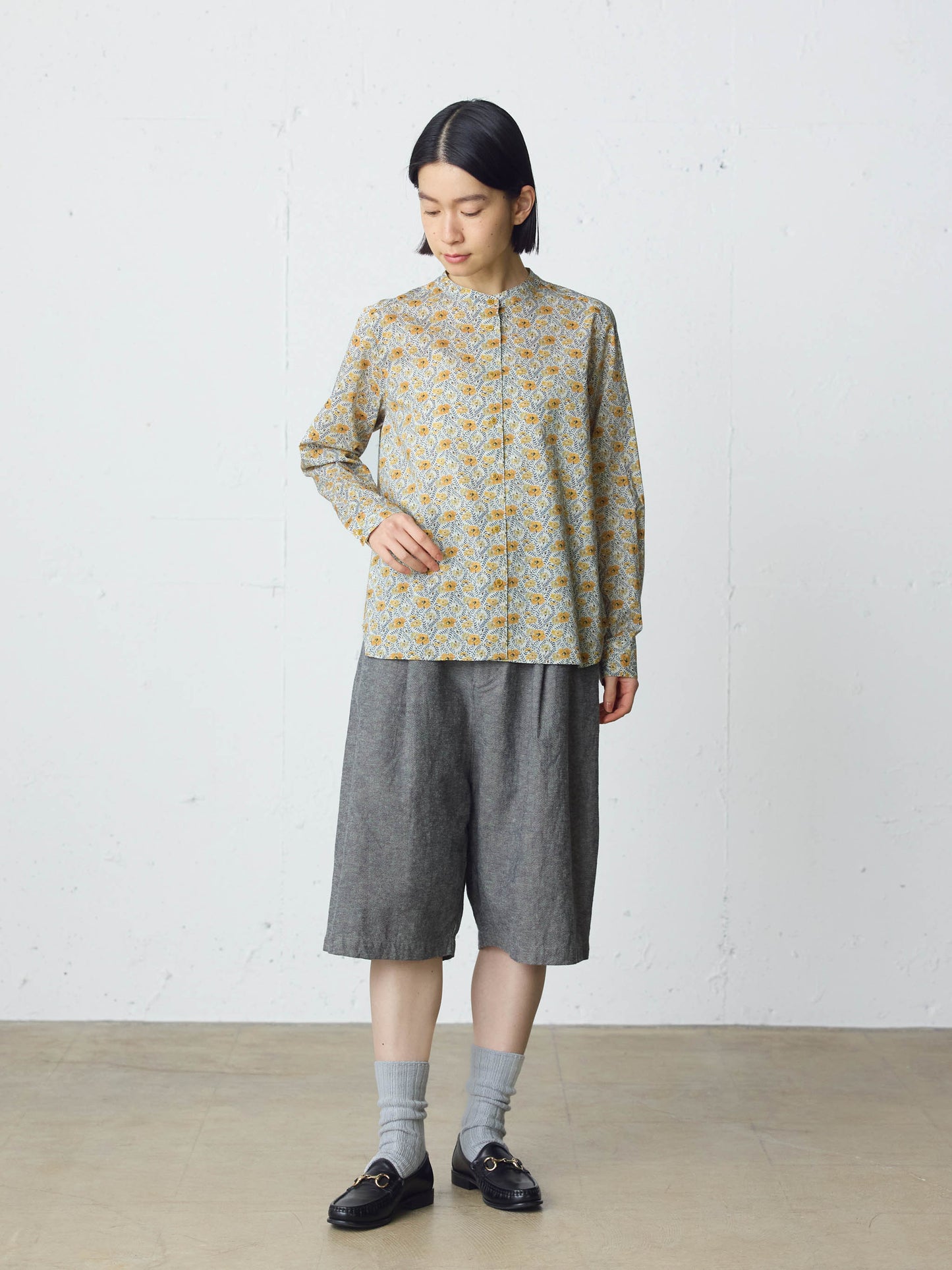 cotton linen tuck short pants