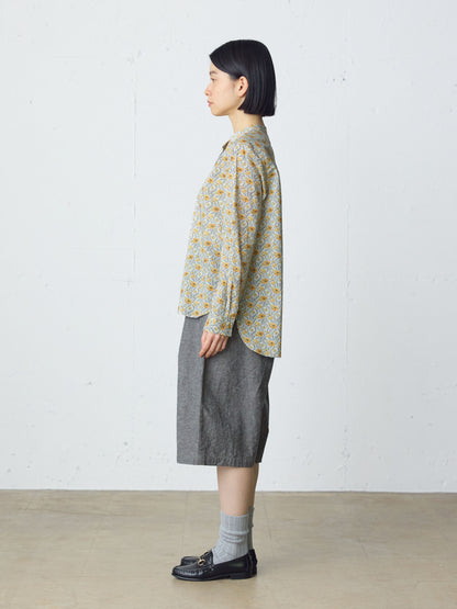 cotton linen tuck short pants
