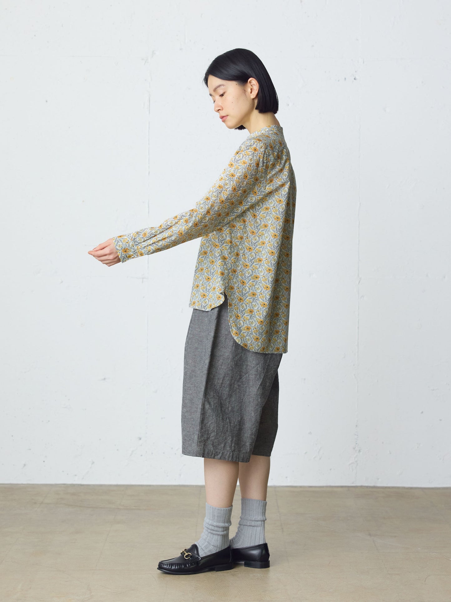 cotton linen tuck short pants
