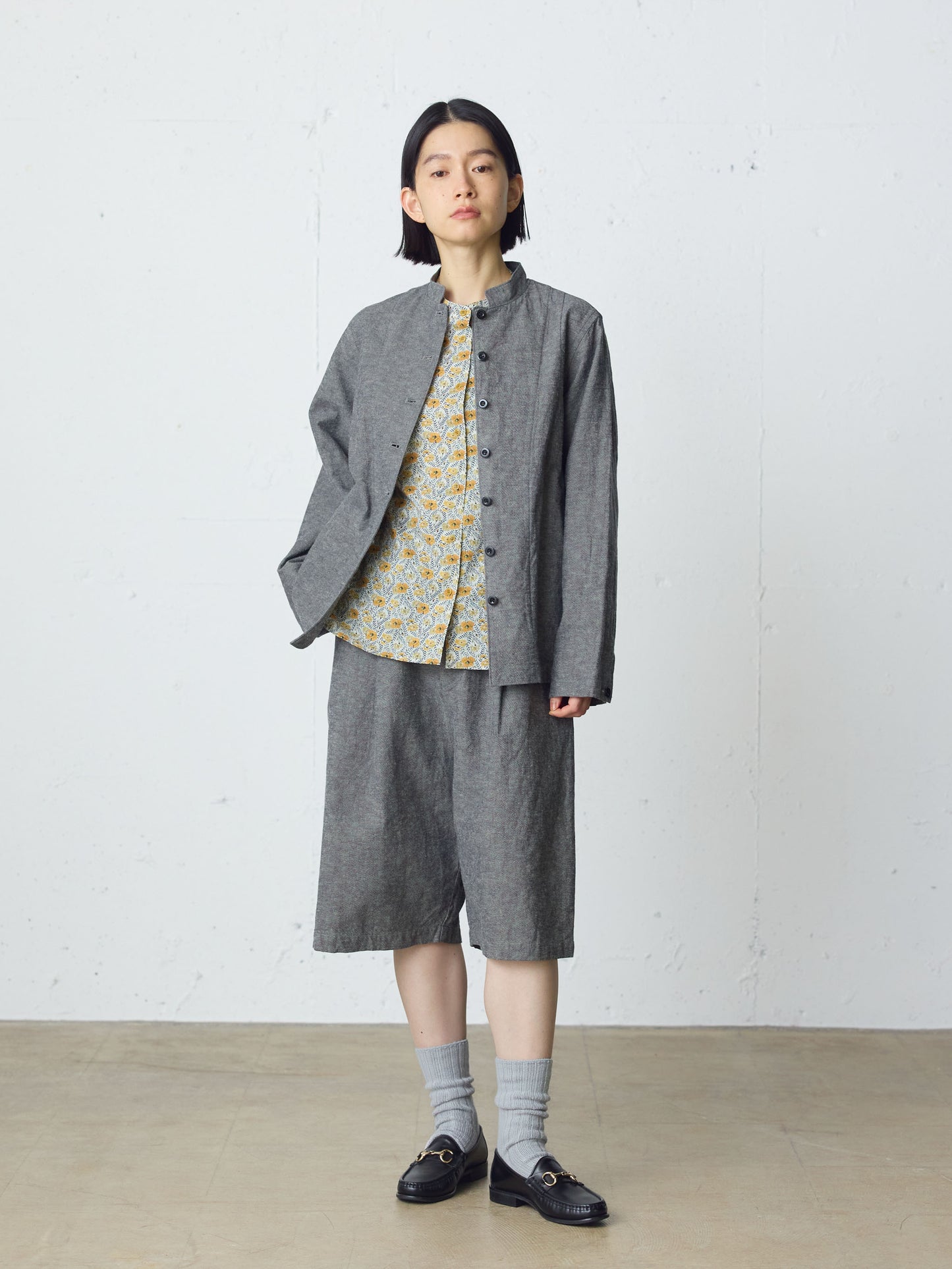 cotton linen tuck short pants