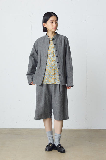 cotton linen tuck short pants