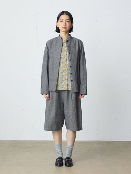 cotton linen stand collar jacket