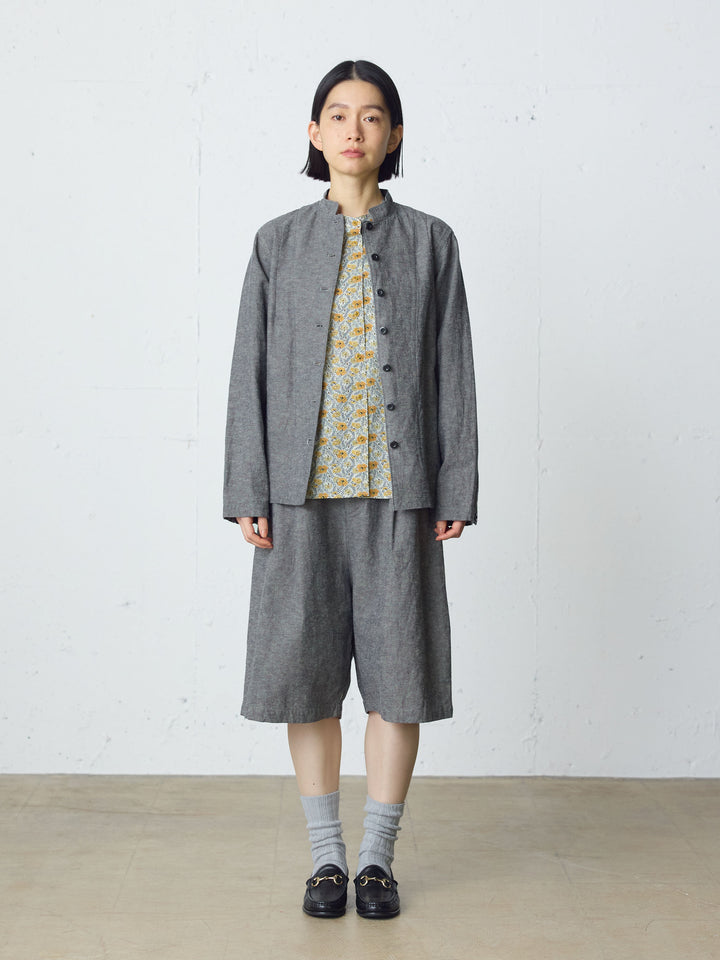 cotton linen stand collar jacket