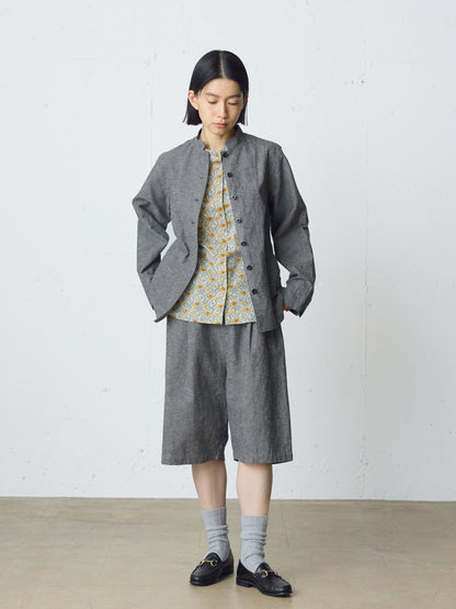 cotton linen stand collar jacket