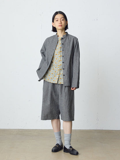 cotton linen stand collar jacket