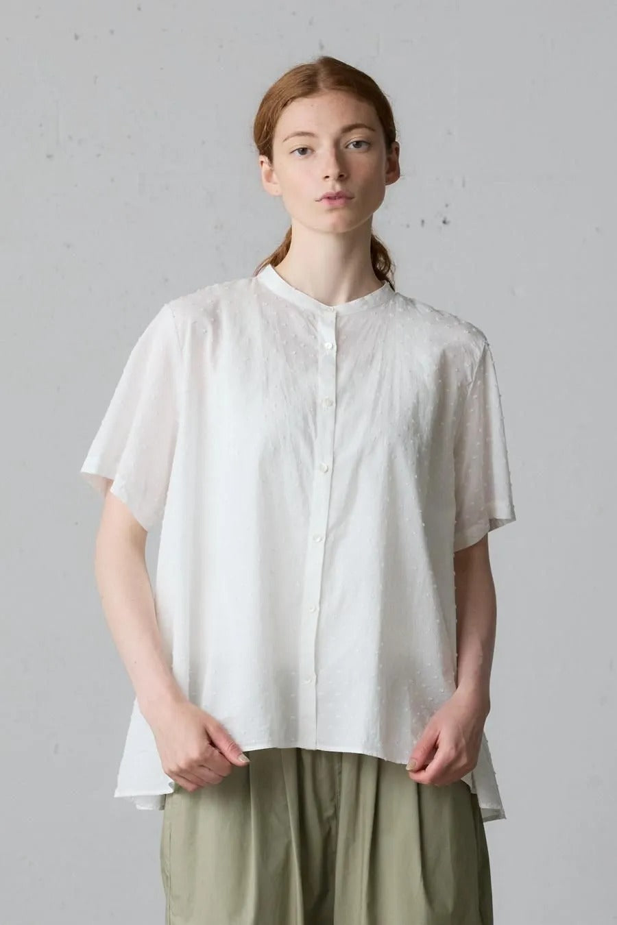 half sleeve dots A line shirt