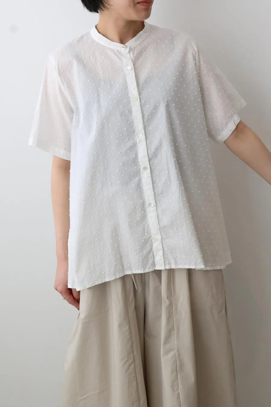 half sleeve dots A line shirt