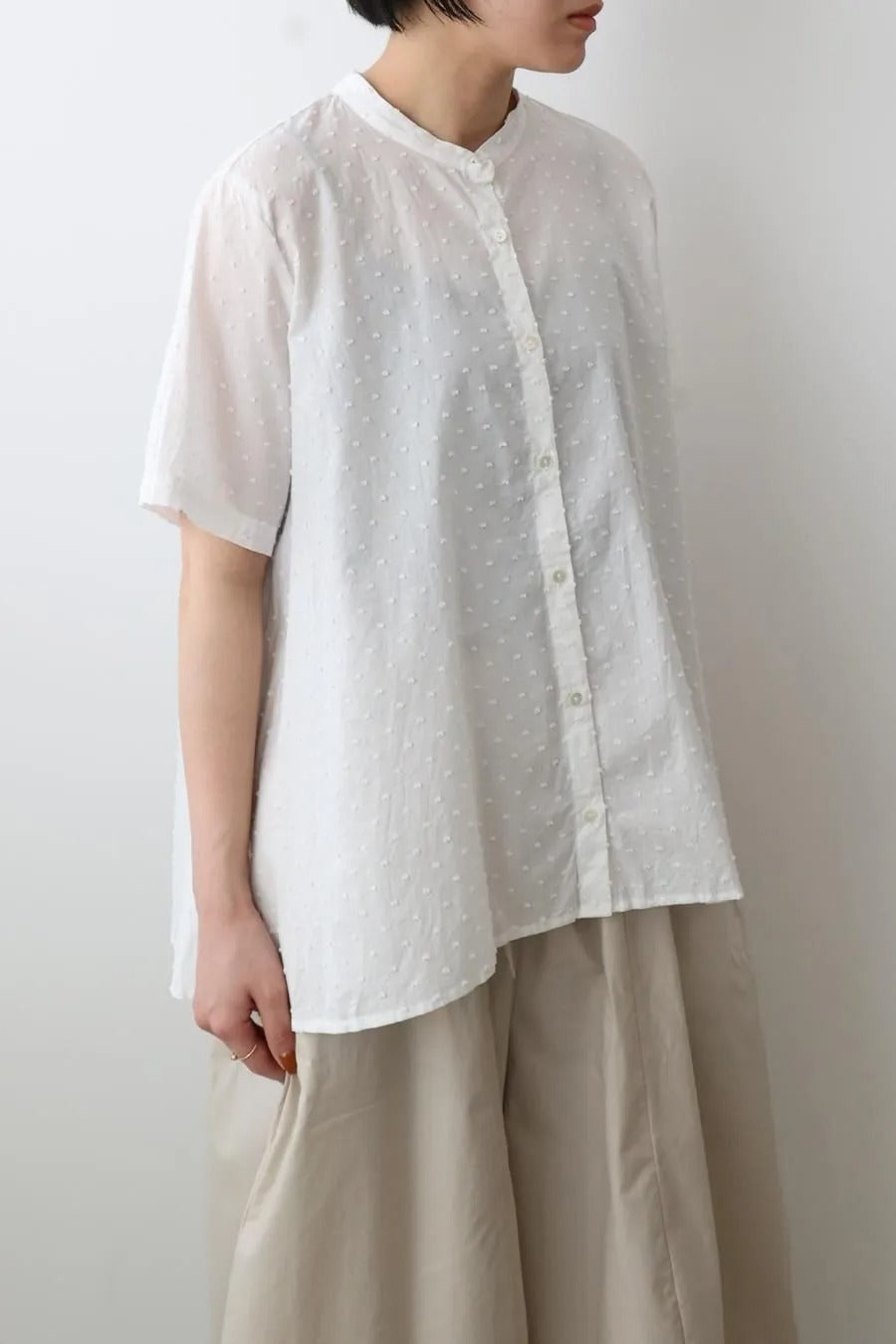 half sleeve dots A line shirt