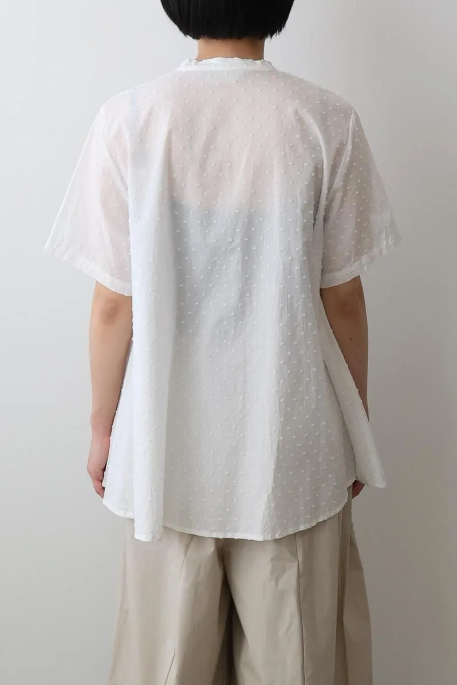 half sleeve dots A line shirt