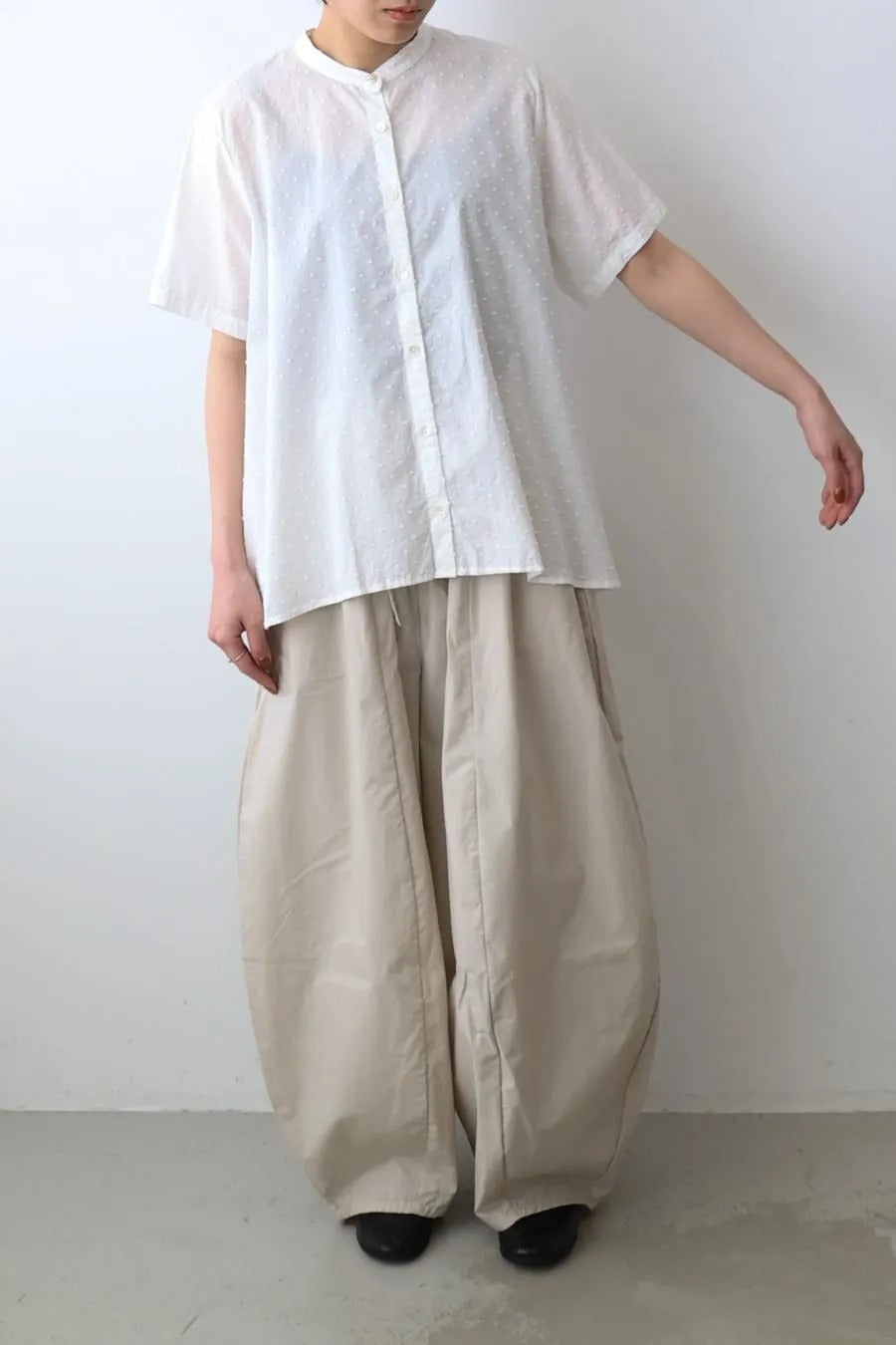 half sleeve dots A line shirt