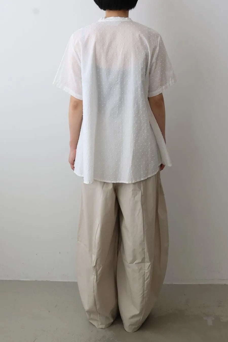 half sleeve dots A line shirt