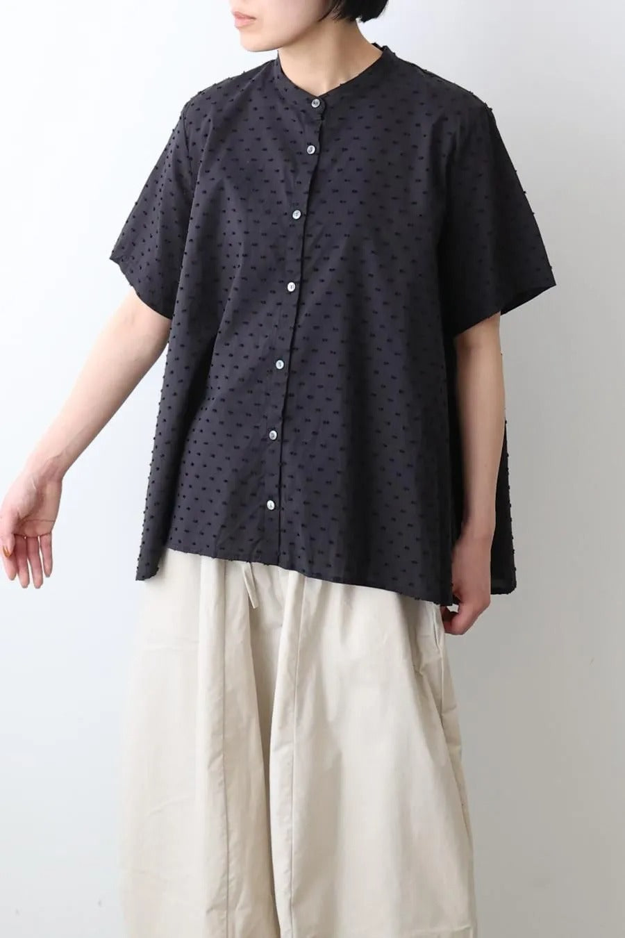 half sleeve dots A line shirt