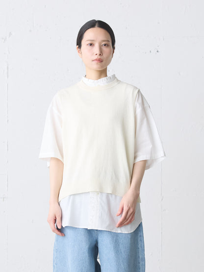 cotton linen side ribbon vest