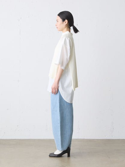 cotton linen side ribbon vest
