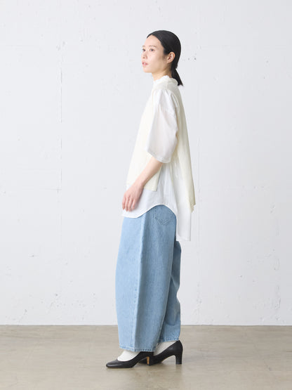 cotton linen side ribbon vest