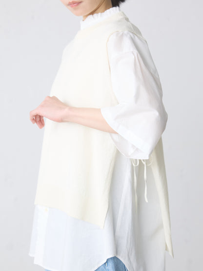 cotton linen side ribbon vest