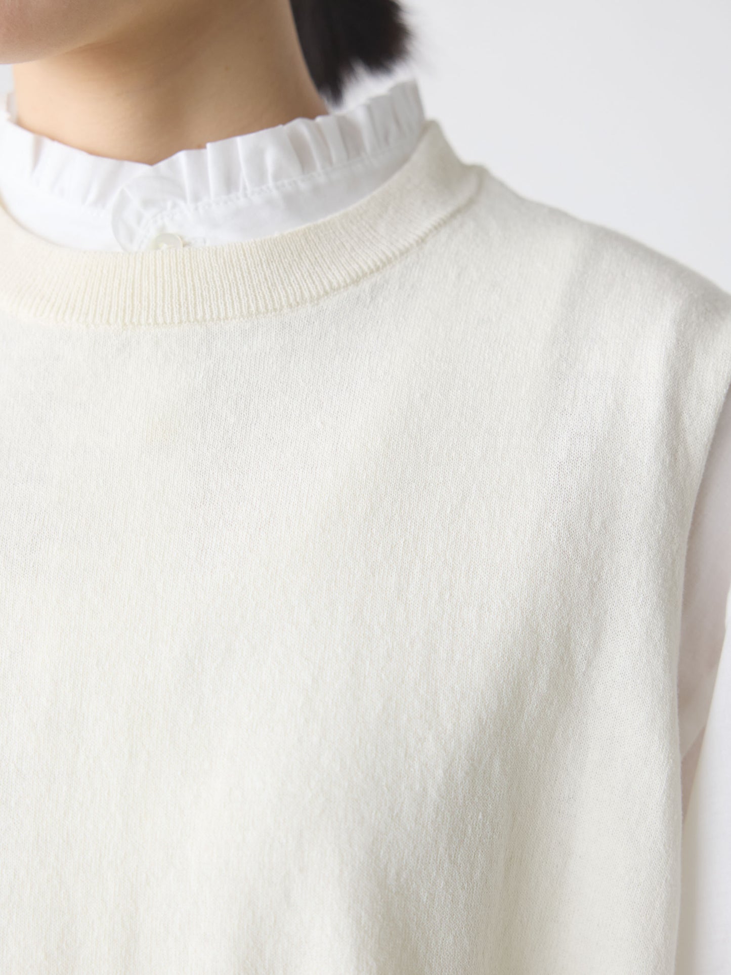 cotton linen side ribbon vest