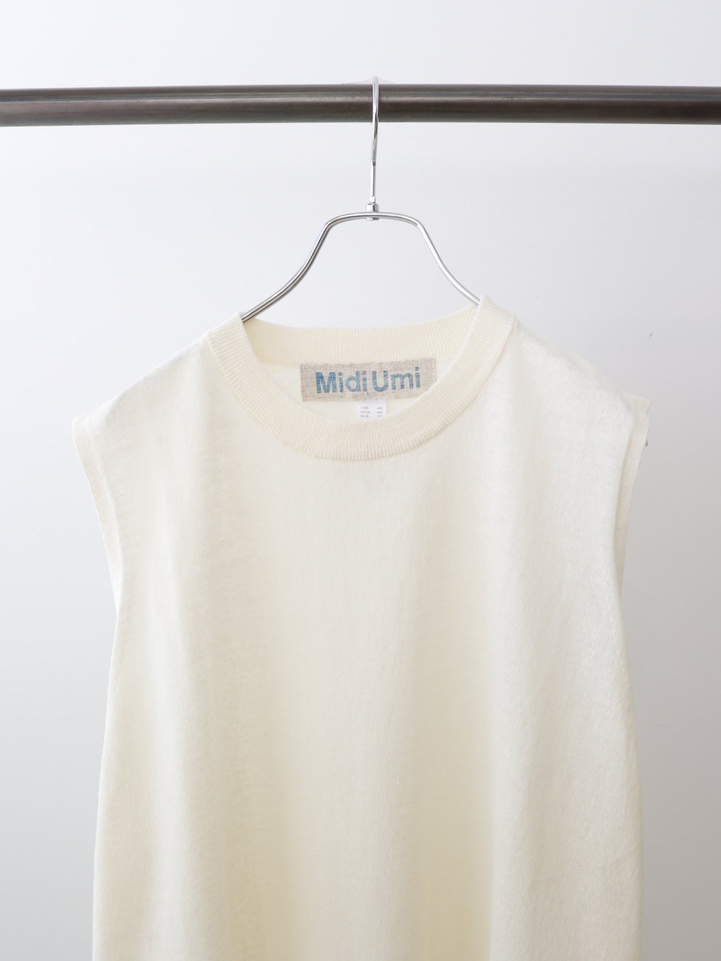 cotton linen side ribbon vest