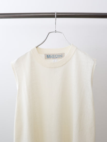 cotton linen side ribbon vest