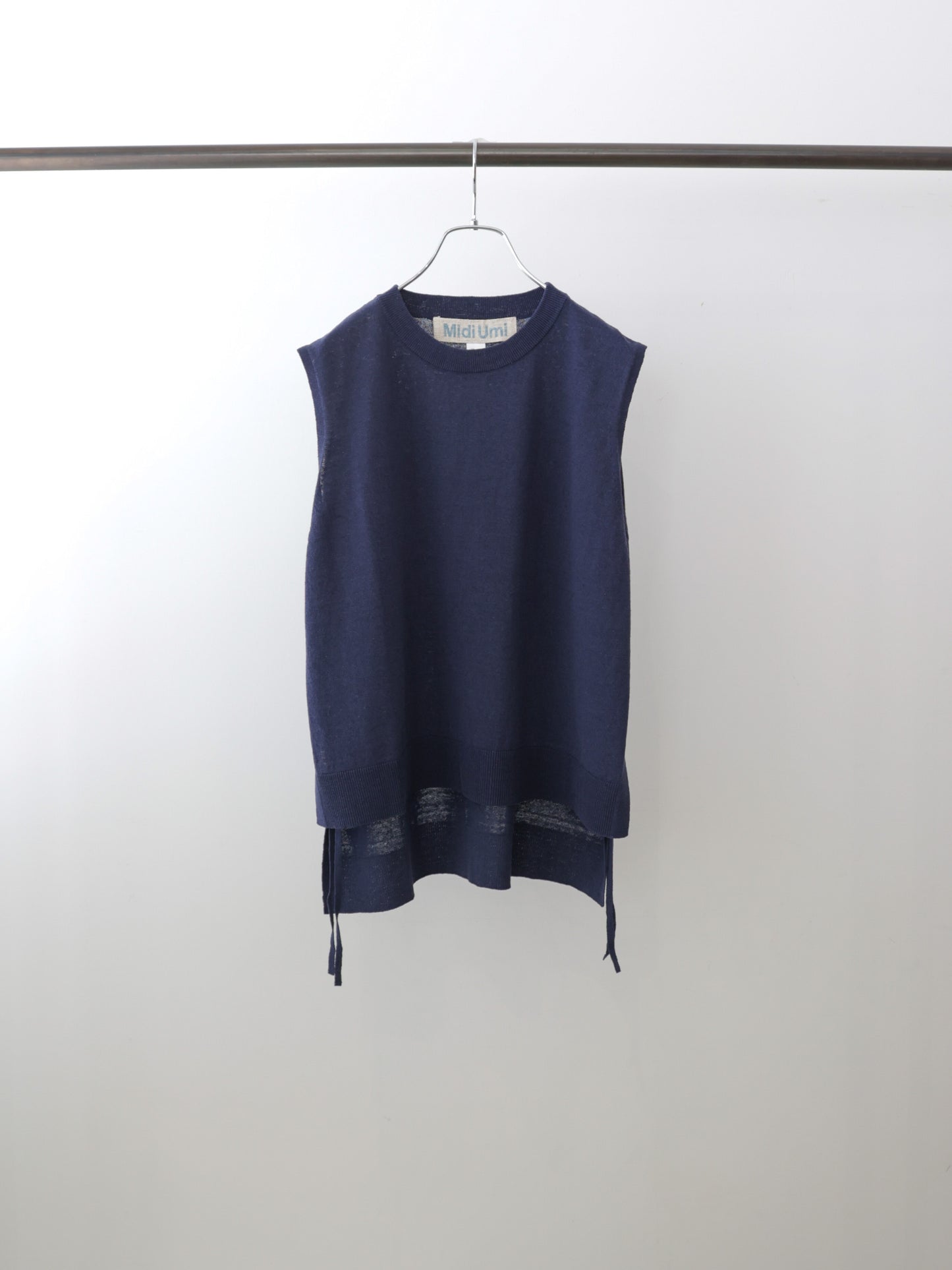 cotton linen side ribbon vest
