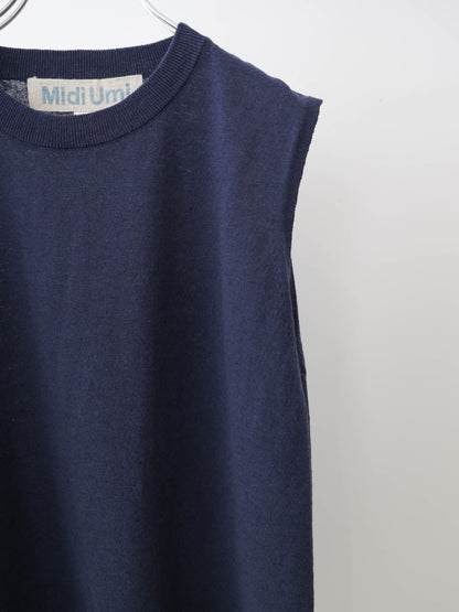 cotton linen side ribbon vest