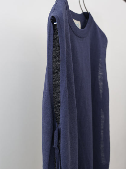 cotton linen side ribbon vest