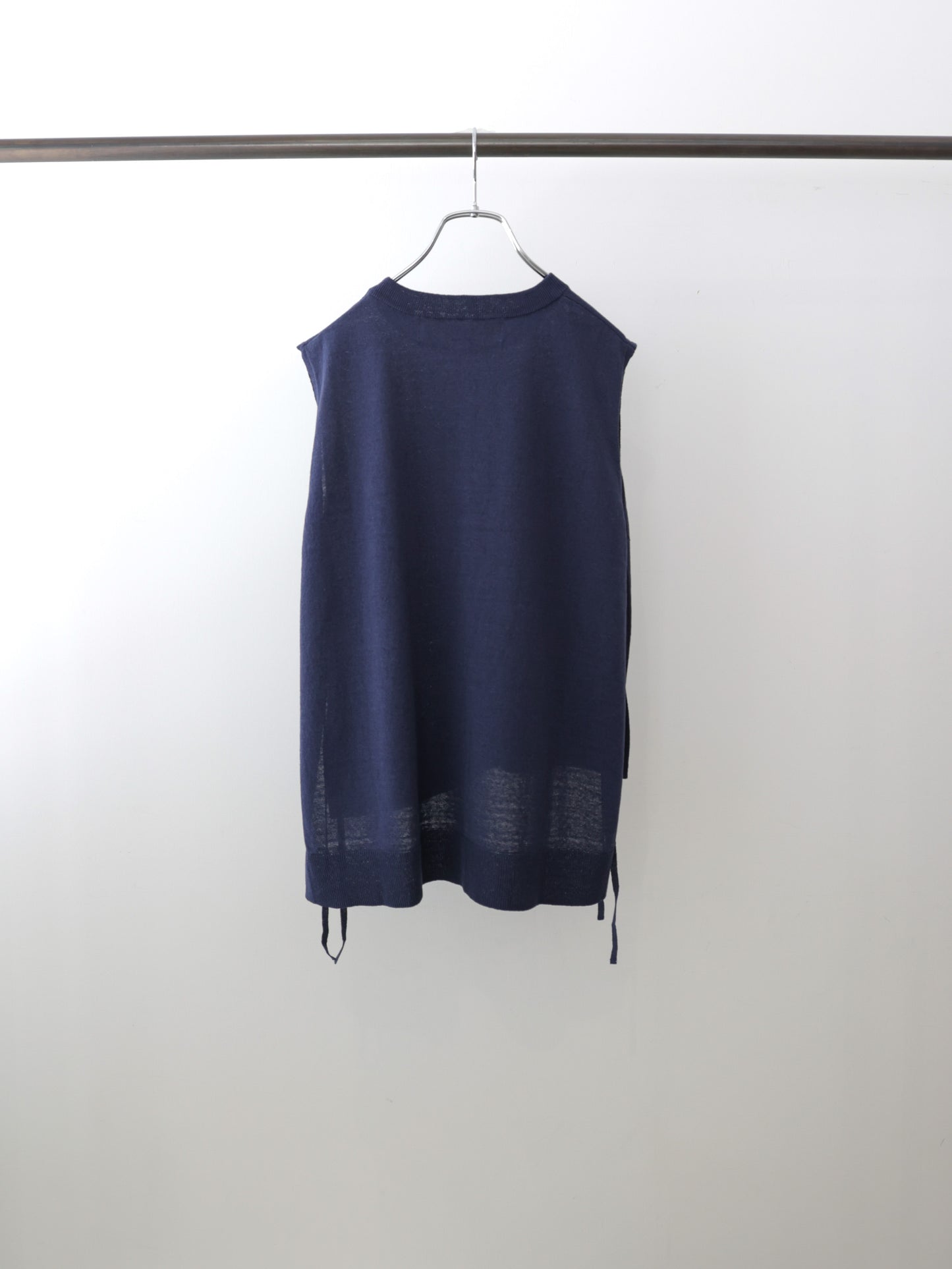 cotton linen side ribbon vest