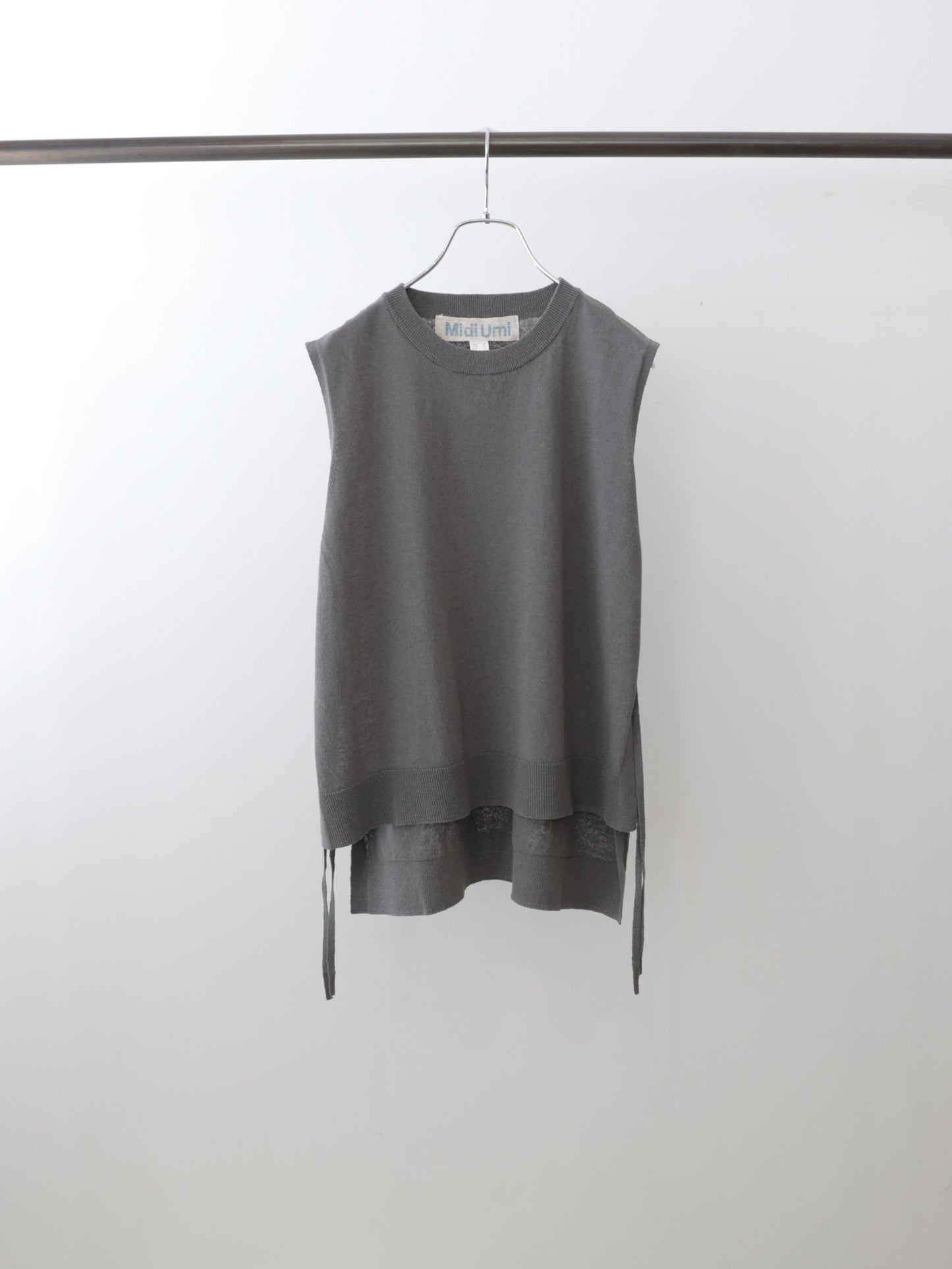 cotton linen side ribbon vest