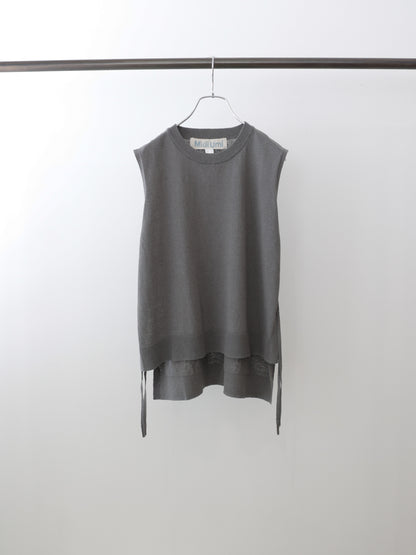 cotton linen side ribbon vest