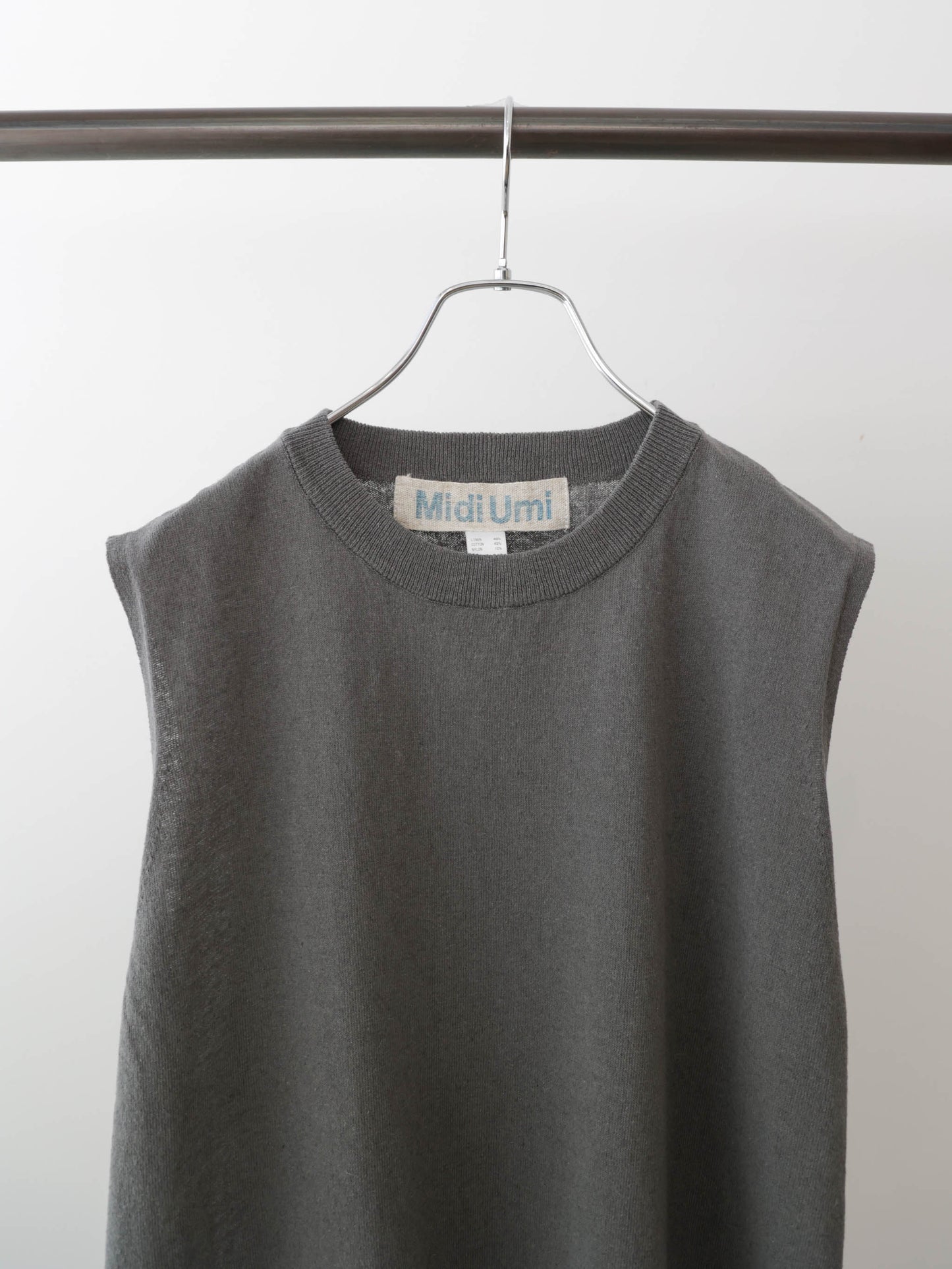 cotton linen side ribbon vest