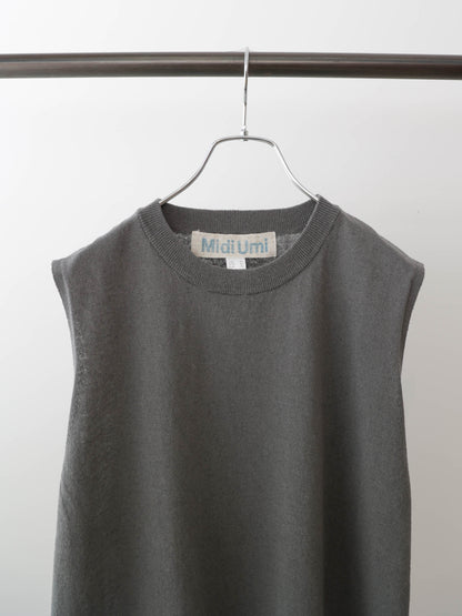 cotton linen side ribbon vest