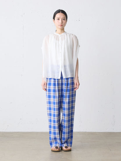 ramie gather nosleeve shirt