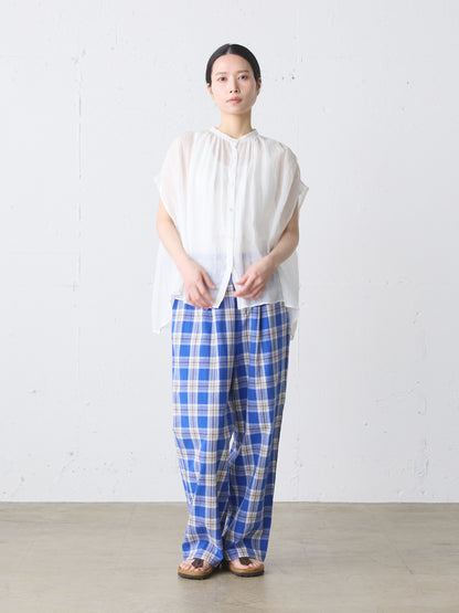 ramie gather nosleeve shirt