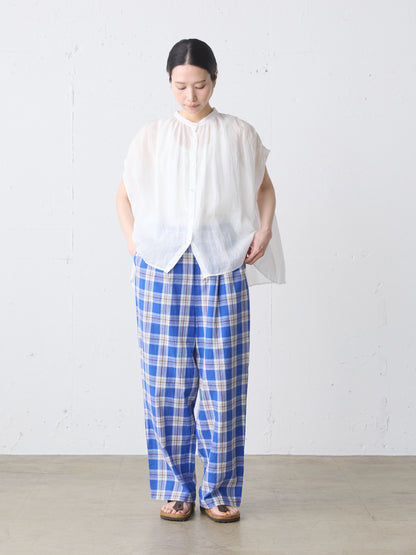 ramie gather nosleeve shirt