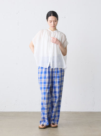 ramie gather nosleeve shirt