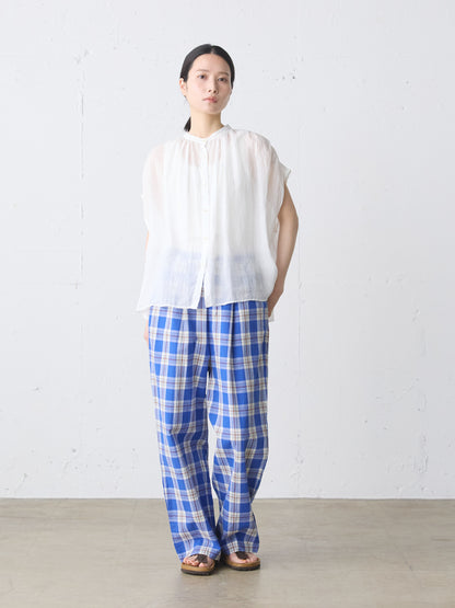 ramie gather nosleeve shirt