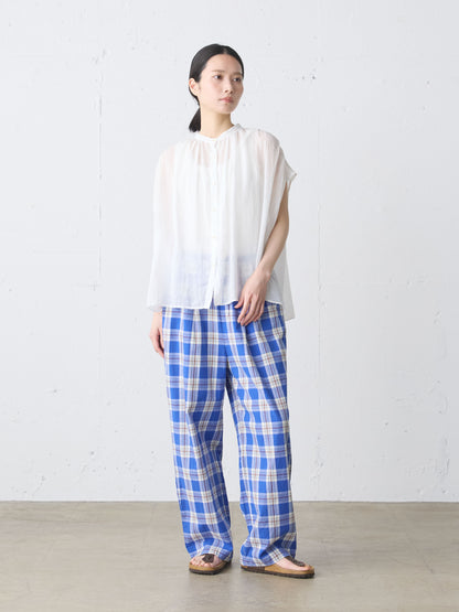 ramie gather nosleeve shirt